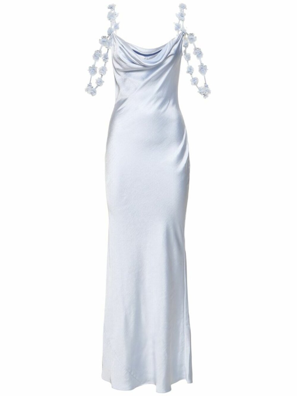 NWT Caroline Constas  Satin Maxi Dress Pale Blue Size L